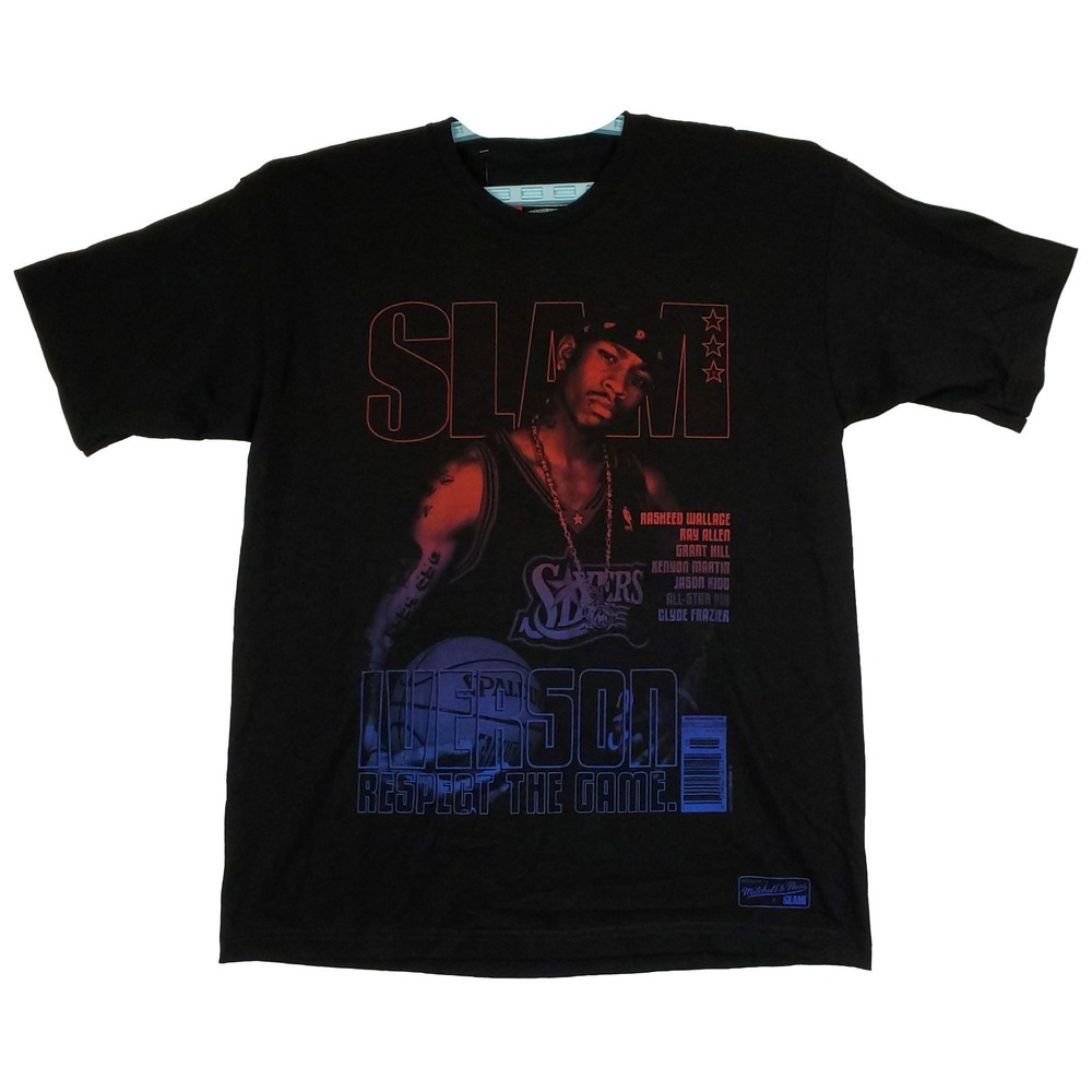 SLAM Allen Iverson‎ 76ers Mitchell & Ness NBA Large Shirt Gradient Print Art NWT